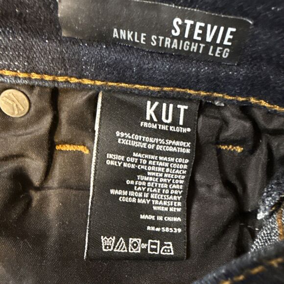Kut By The Kloth Stevie Ankle Straight Leg Women’s Jeans Size 4 Dark Blue - Picture 6 of 7